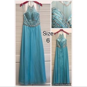 Faviana Aqua Evening Gown